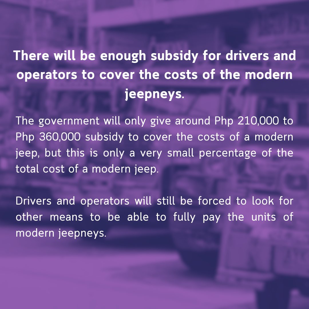 STOP THE CAR? 🚗 🤚🏼 No, it’s STOP THE PHASEOUT! Sa loob na lamang ng tatlong araw, nangangambang mawalan ng prangkisa at trabaho ang ating mga jeepney driver at operator. Paulit ulit na pinagpipilitan ng kinauukulan ang Public Utility Vehicle Modernization Program na maraming,