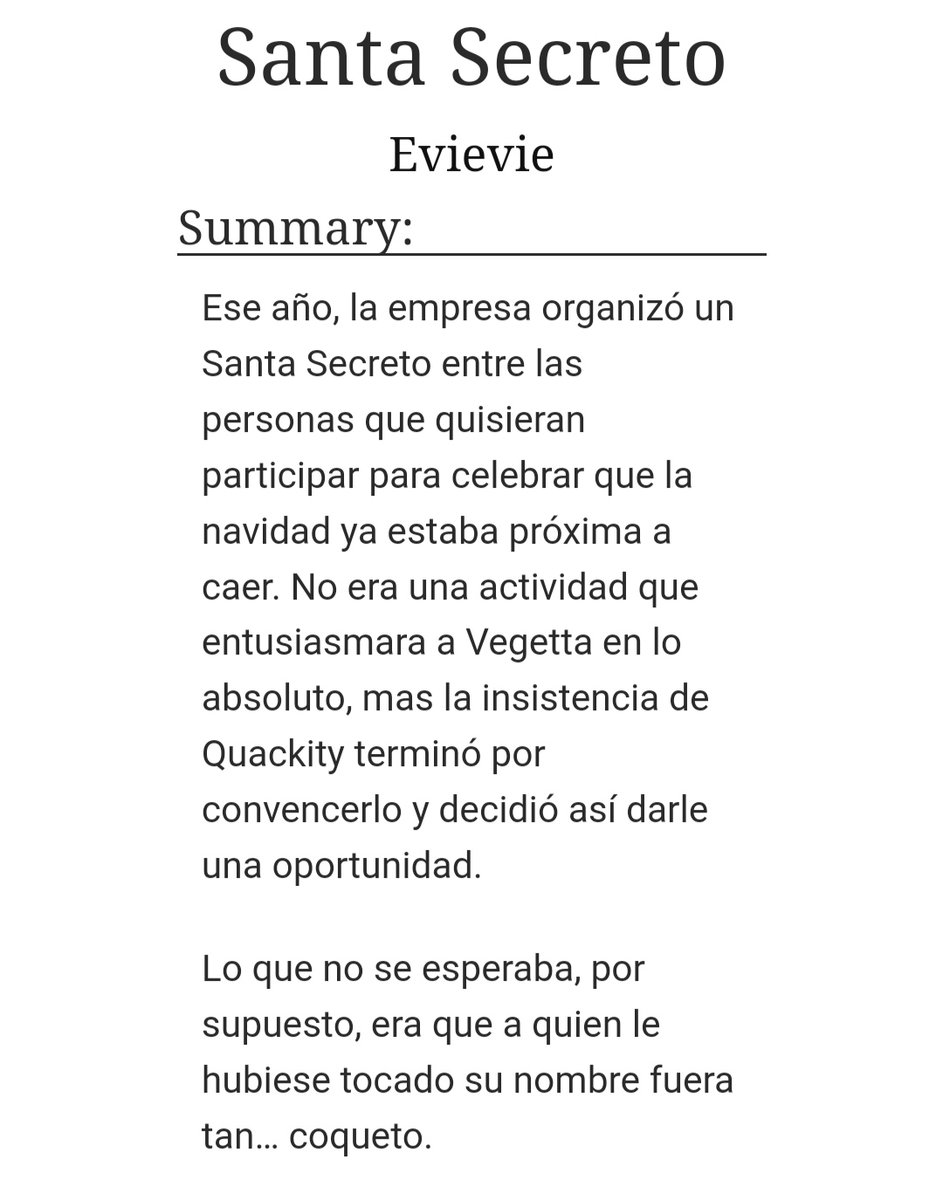 Evie_vie16's tweet photo. #12DaysOfFooligetta
Día 9: Santa secreto
Link ao3: https://t.co/3XpZ6MwC5z https://t.co/12FoxKiHV4