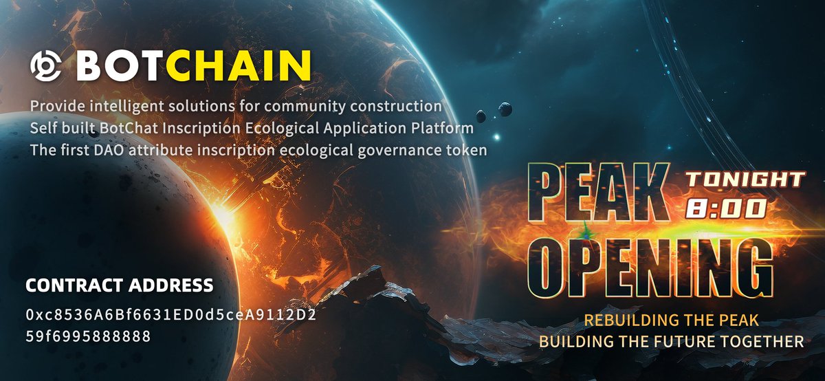 BotChains's tweet image. 🎉#Botchain’s first #DAO-attributed #inscription ecological governance token.
Officially launched at 8pm on December 28th
#Contract address 0xc8536A6Bf6631ED0d5ceA9112D259f6995888888🎊🎊
#Slippage: 5% for buying and selling✨
Telegram: t.me/BotChainb
#BNB #BSC #GameFi