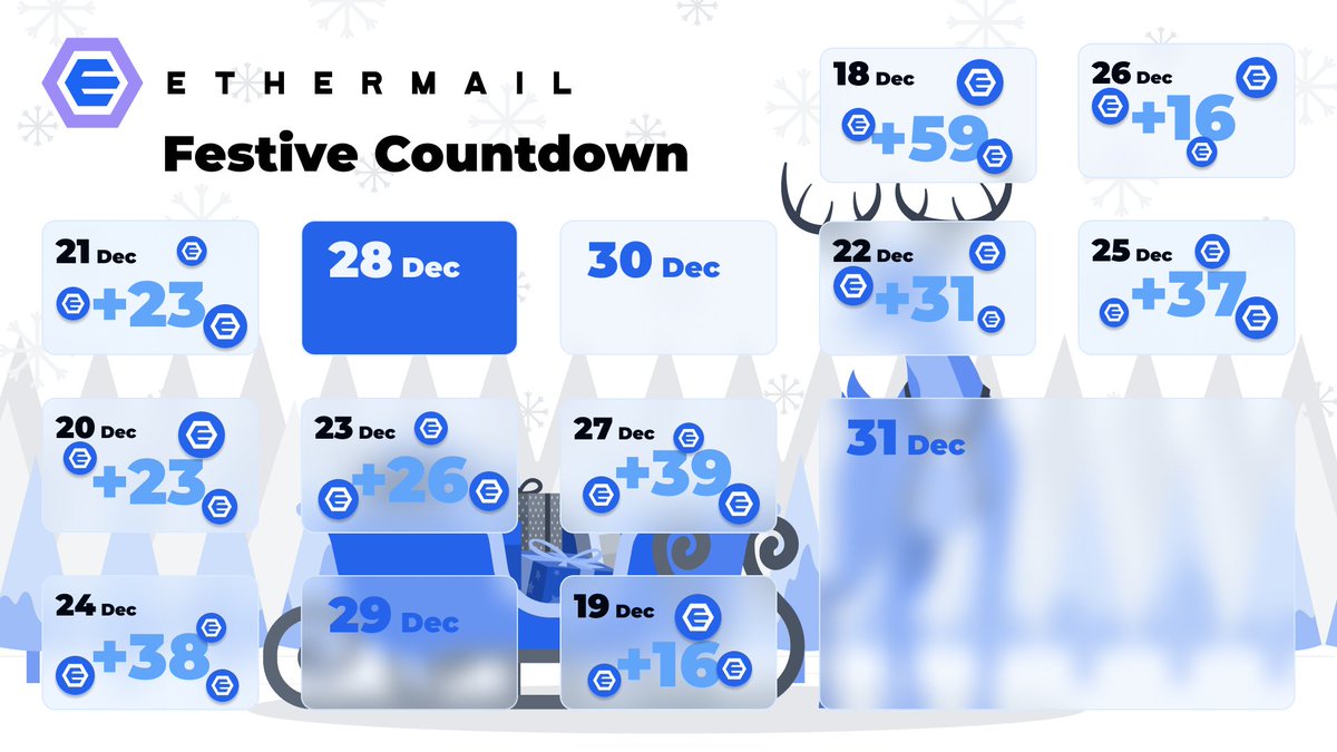 🎶 It's the most wonderful time of the year ... Enhance your inbox magic! Connect your secondary email to EtherMail and log in for daily for EMC rewards! 🎁 #EtherMailFestiveCountdown #Day11