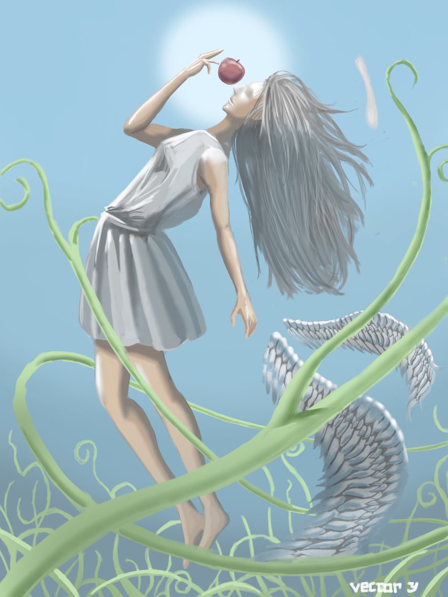 yokoamevector's tweet photo. 「きせき、ひとつ」

ぱっと思いついたポー��で描きましたが、描いているうちにこのポーズはかっこいいのか疑問になりました。なので、少しでも良く見せようと翼や植物を描き加えました。
#イラスト #絵描きさんと繋がりたい https://t.co/NO2EepbqLQ
