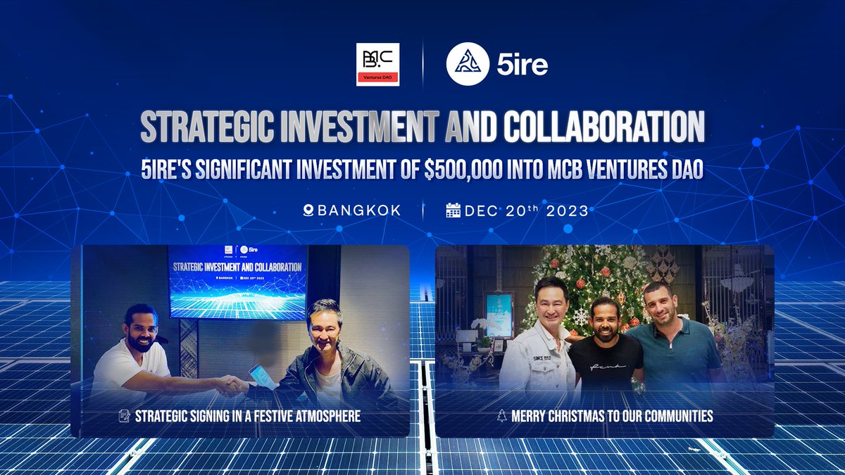 5ire Blockchain &amp; MCB DAO unveil a 💵$500,000 Strategic Investment!
Let's take a closer look at the content in our blog through the link below:  
mcbdao.com/mcb-receives-5…
#VentureDAO #AI #Blockchain #Web3 #DePIN #RWA