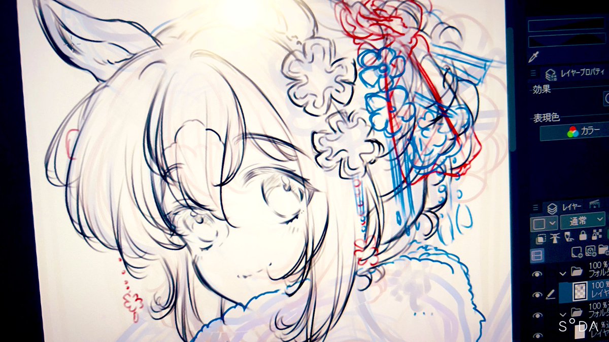 「年賀状ファインのラフ」|なまちょこ／ウマ娘5th土曜日のイラスト