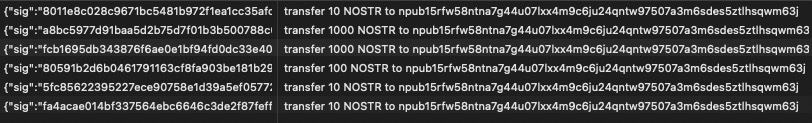 LnfiNetwork's tweet photo. This is the transfer record from Will's @jb55 account, and each transaction is signed by nostr. We can publish the entire nostr event information and our chat history if necessary. https://t.co/Cc2PhyxKXN