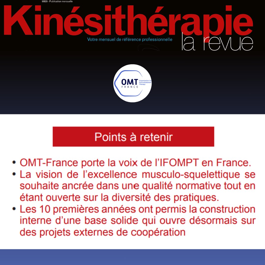 OMT-France est fier de vous présenter l'un des 5 articles publiés sur Kinésithérapie la revue 😇
Retrouver le en accès libre pendant 3 mois sur le site <a href="/sciencedirect/">Elsevier | ScienceDirect</a>  : sciencedirect.com/.../pii/S17790…
Merci à notre cellule scientifique 🙏