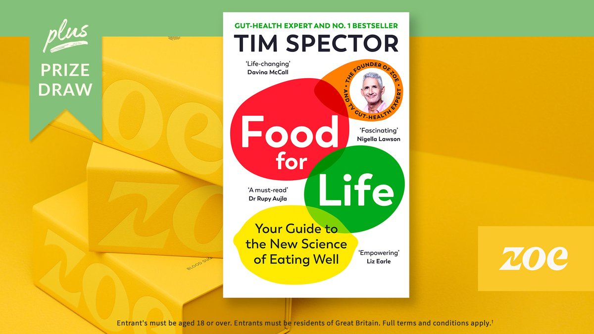 To celebrate the release of @timspector's brilliant new book Food For Life, we're giving away a 12-month personalised nutrition membership to @Join_ZOE! Enter (for free!) here: bit.ly/3GXd3Ns
