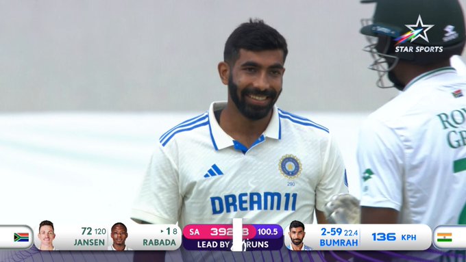 Jasprit bumrah has the stump cartwheeling on the ground! Rabada departs 🤯 📹 Credits: Twitter/StarSportsKan
