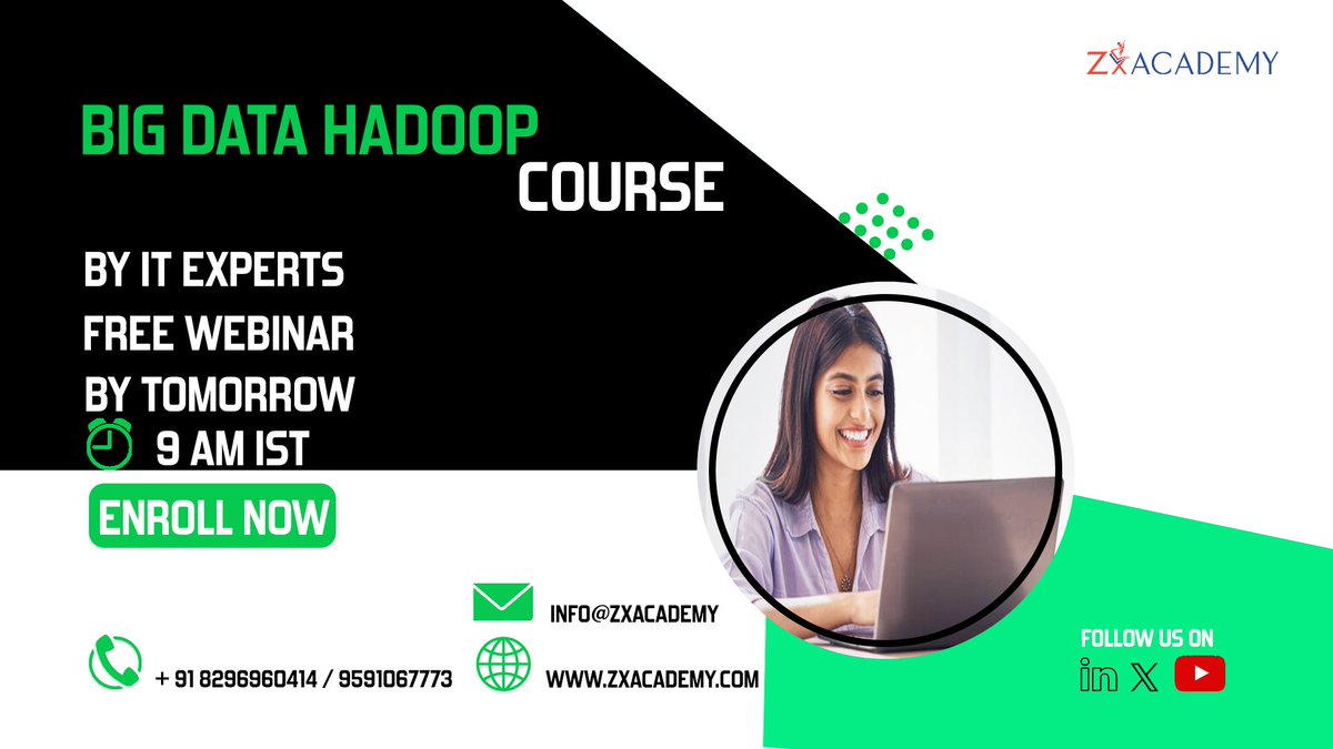 zx_academy's tweet image. Join Now at Zx Academy's free Demo Big Data Hadoop Course!
For More Details: zxacademy.com/course/big-dat…
Contact: +91 82969 60414
Email Id: info@ZxAcademy.com
Visit our Website: ZxAcademy.com
#zxacademy #BigDataHadoopCourse #BigDataHadoop #BigData #Hadoop #VirtualTraining