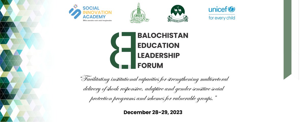 Social_Acdemy's tweet photo. Join us at the Balochistan Educational Leadership Forum, Dec 28-29, 2023, at Quetta Serena Hotel. Strengthening capacities for inclusive social programs - let's shape Balochistan's educational future together! #BalochistanEducationForum https://t.co/LfV3U9fj50