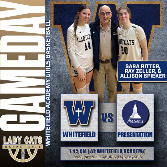 Whitefield Girls Basketball (@whitefield_gbb) on Twitter photo IT’S GAMEDAY‼️
It’s Whitefield Academy (9-1) vs Presentation Academy on Day 2 of the 2023 Ray Zeller Christmas Classic.
🆚 Presentation Academy
⏰ 7:45p
📍 Whitefield Academy
<a href="/WA_Wildcats/">Whitefield Athletics</a> IT’S GAMEDAY‼️
It’s Whitefield Academy (9-1) vs Presentation Academy on Day 2 of the 2023 Ray Zeller Christmas Classic.
🆚 Presentation Academy
⏰ 7:45p
📍 Whitefield Academy
<a href="/WA_Wildcats/">Whitefield Athletics</a>