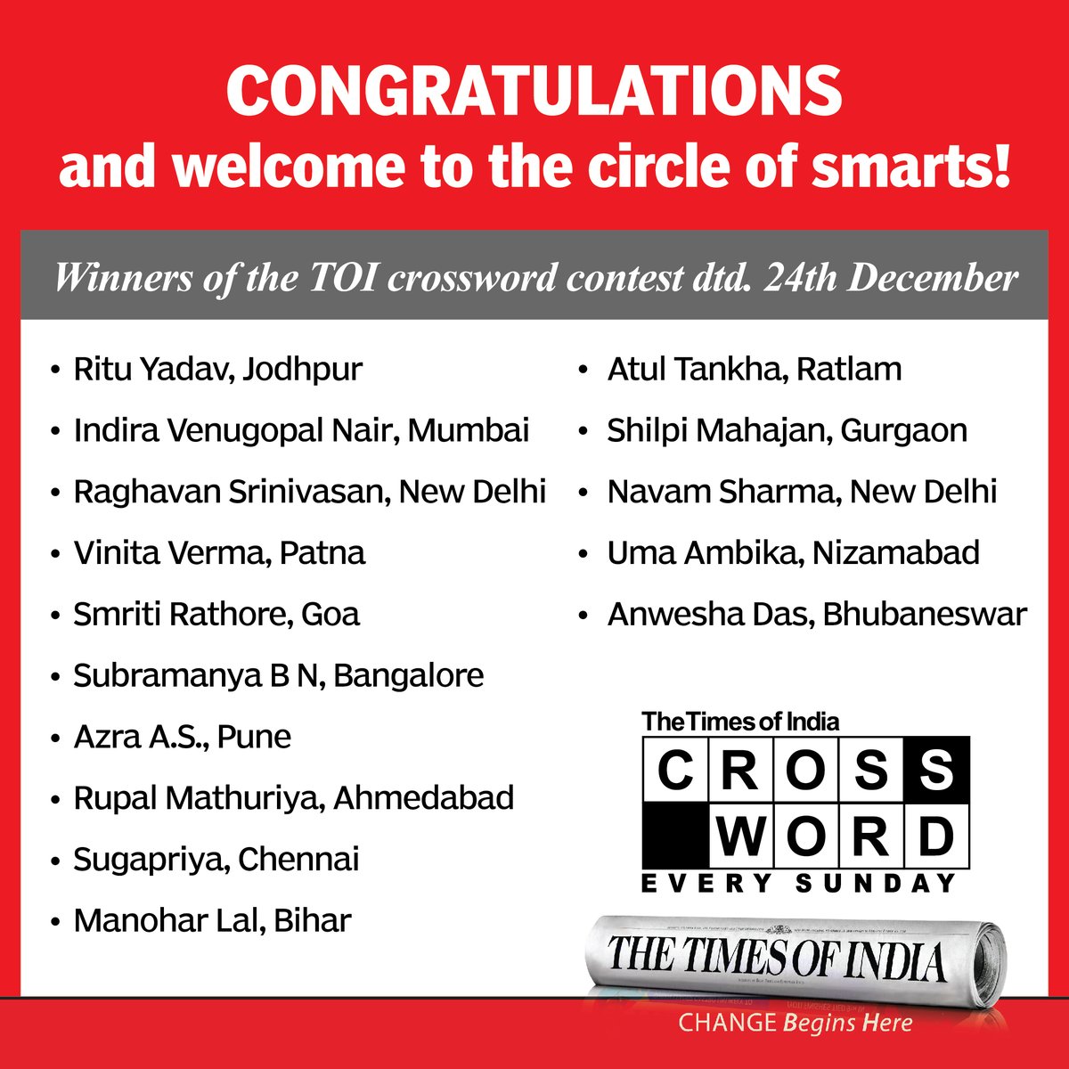 The Times Of India Crossword tweet media