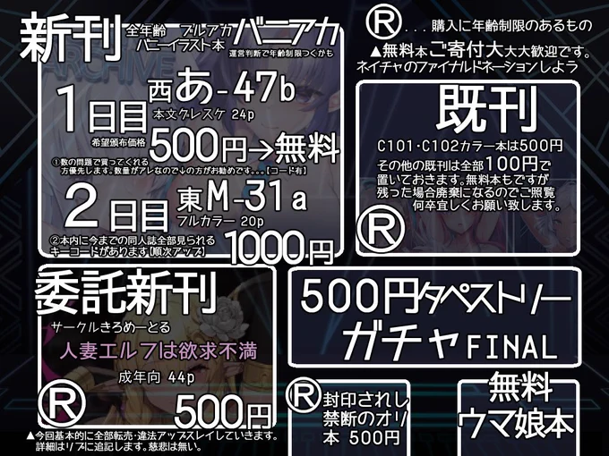 【C103最終告知】当サークル閉店大セールですブルアカ新刊 【KIVOTOS BUNNY ARCHIVE(1日目)】を西2 あ-47b で <<< 無料 >>>頒布します委託本と封印されたオリジナルR本もあります ↓ 