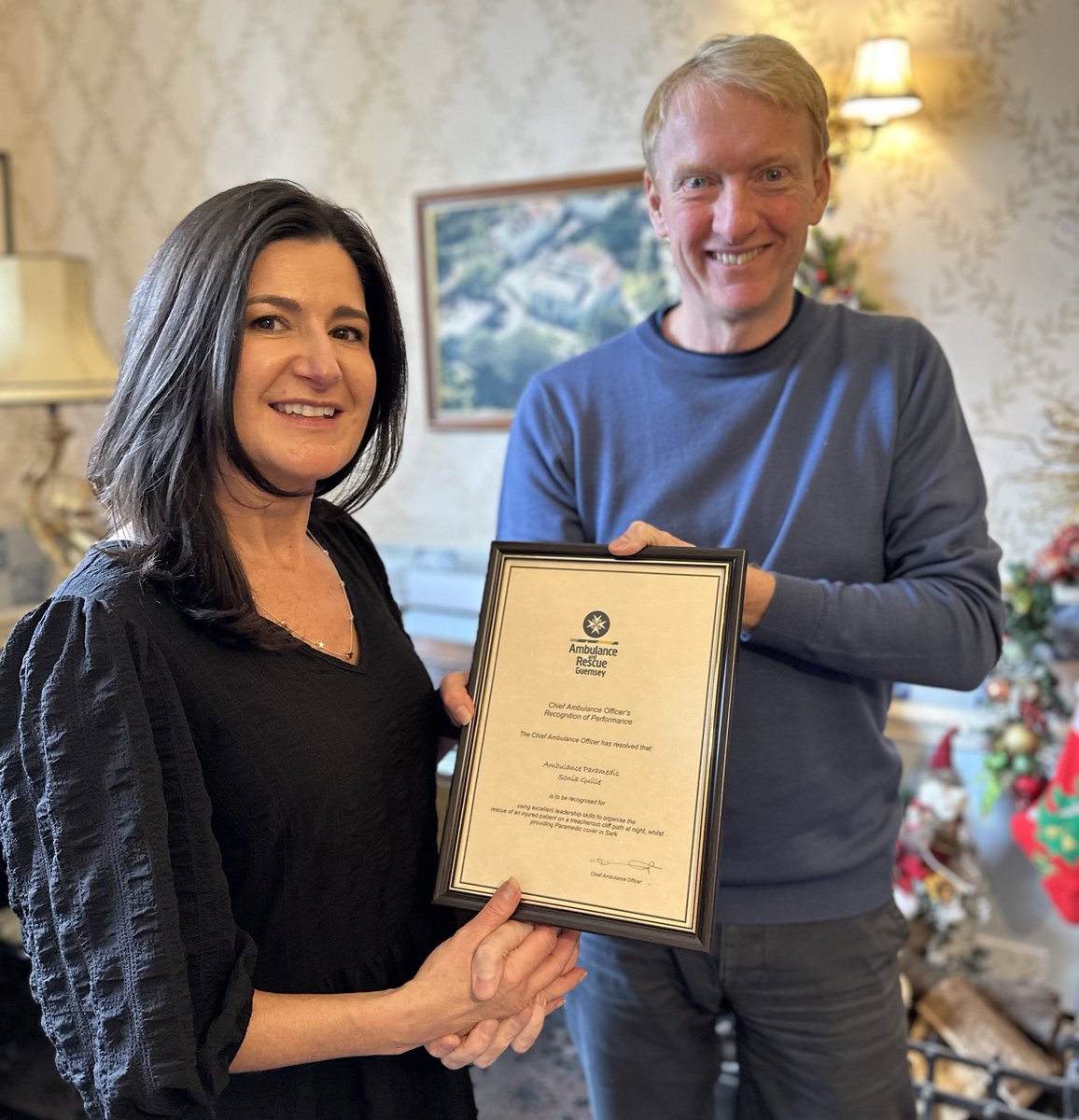 SJARS_Guernsey's tweet photo. Congratulations to paramedic officer Sonia Guille - awarded the Chief Ambulance Officer’s Recognition of Performance Award for her leadership of a night time rescue from a cliff path on @Sark_Island 

More https://t.co/YxcHGD3iyE

@AACE_org @NARU_org @jesip999 @StJohnINTL https://t.co/iYDomVMlLP