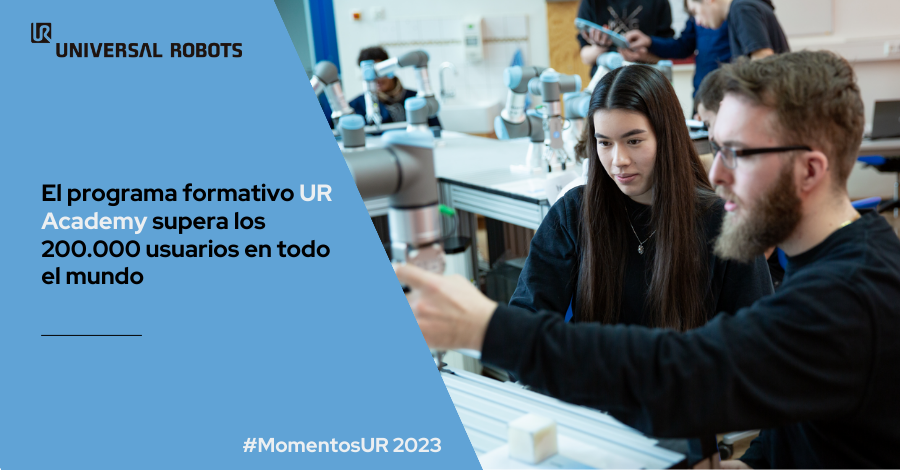 UR_Iberia's tweet photo. 8⃣Terminaban los meses de verano con otra gran noticia: #URAcademy había superado los 200.000 usuarios en todo el mundo. Un gran logro ante el objetivo de la empresa de formar a las generaciones del futuro en #roboticacolaborativa.  ▶️https://t.co/OLG7VSayAM
#Roboticacolaborativa https://t.co/N1KCA2GHjZ