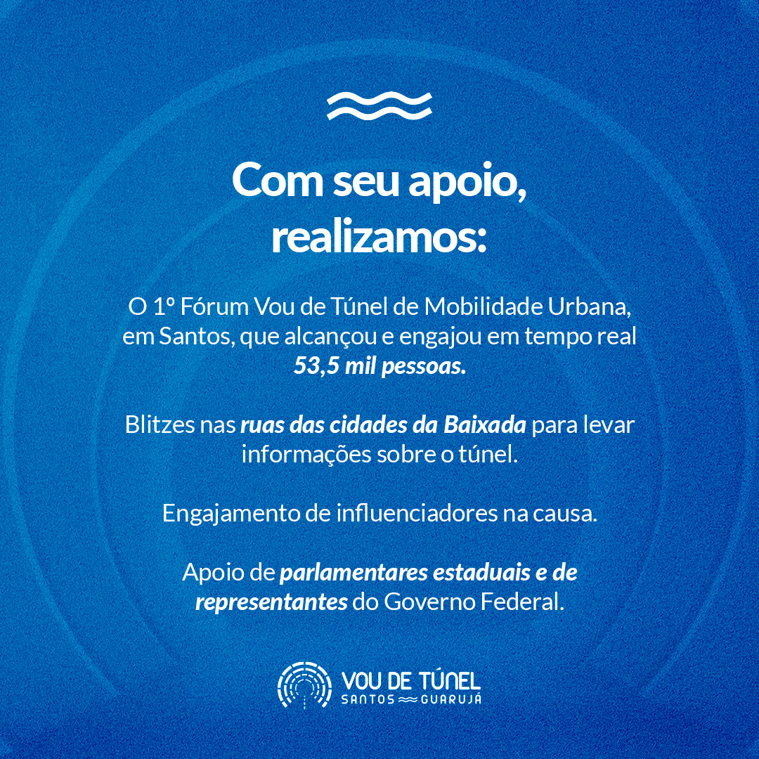 voudetunel's tweet photo. (+) Nosso papel foi informar a população e conscientizar os gestores públicos sobre todos os benefícios do projeto para a comunidade local. Será um ganho para a economia, o turismo e a qualidade de vida de mais de 40 mil pessoas por dia na região da Baixada Santista. https://t.co/VRXEpxGpEG