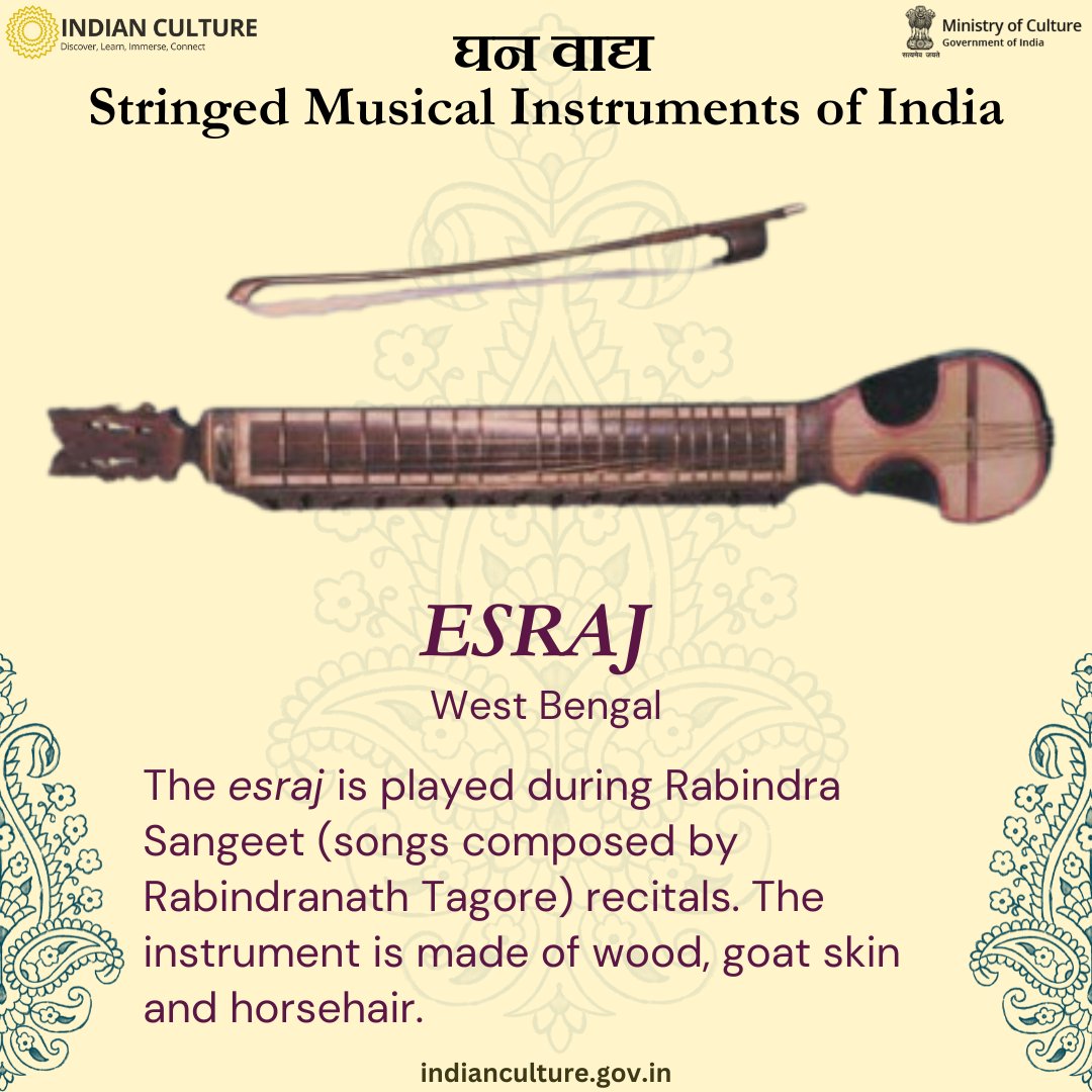 _IndianCulture's tweet photo. There is a wide variety of stringed instruments in India and all have some quirks that make them special. Explore more on the Indian Culture Portal at https://t.co/DtJ4gWEYfN
#stringedinstrument #chordophones #rareinstruments #indianmusic #musicofindia https://t.co/fpKBcf0NY6