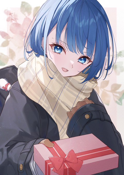 「holding gift scarf」 illustration images(Latest)