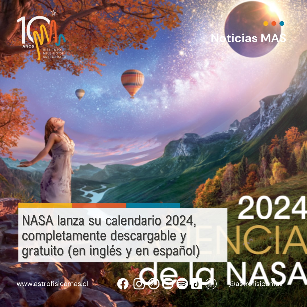 astrofisicaMAS's tweet photo. Mientras esperas el maravilloso #CalendarioMAS que estamos preparando, te dejamos como opción el #calendario que @NASA @NASA_es lanzó para descargar de forma completamente gratuita.
#2024 #calendario #planner https://t.co/GKuh0sfRlB