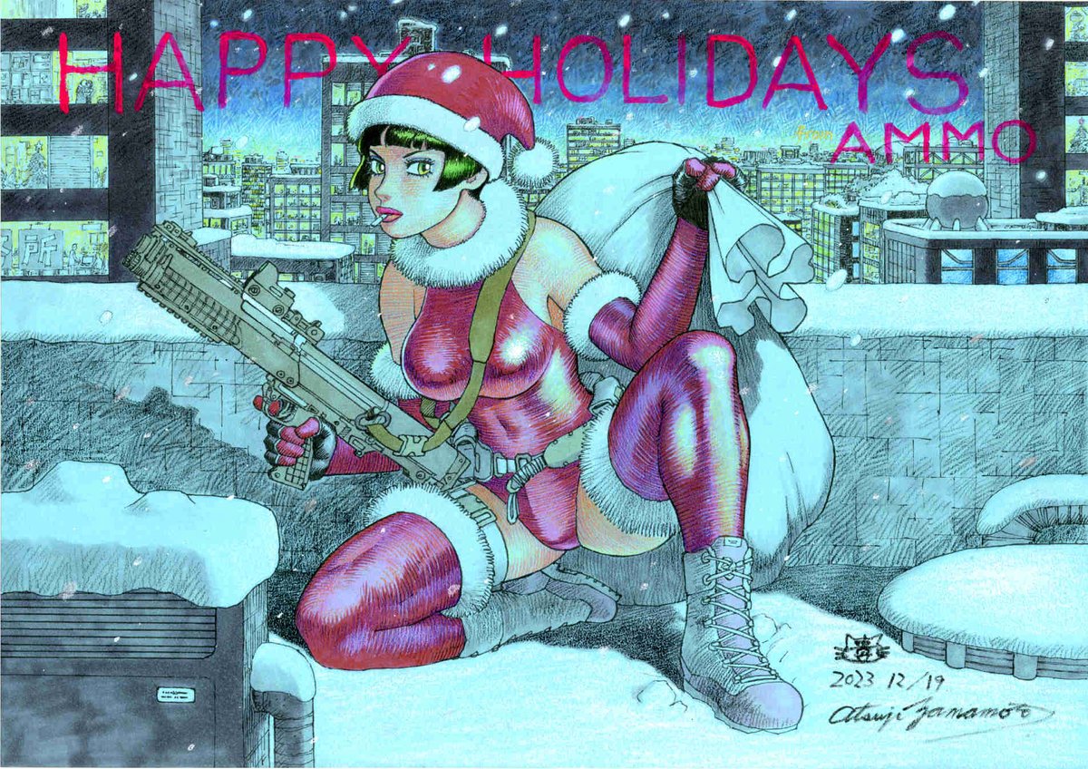 「先日のクリスマスのアモウA3ボードを見てお気づきかもですが私が女性の肉体を色鉛筆」|山本貴嗣のイラスト