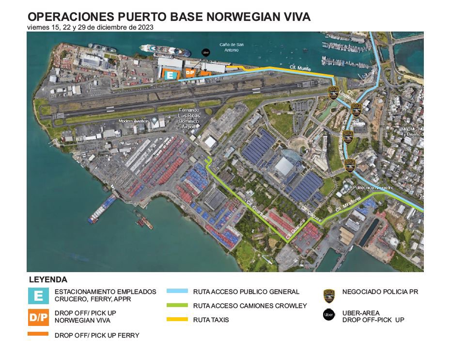 Mañana viernes, continuamos con nuestro plan vial para mejorar el tráfico en Isla Grande. A partir del 7 de enero, el crucero #NorwegianViva cambiará sus llegadas a los domingos, hasta abril  2024. 
@prdirpuertos <a href="/CTPuertoRico/">Puerto Rico Tourism Company</a> <a href="/prconvention/">Centro de Convenciones de Puerto Rico</a> <a href="/PRPDNoticias/">Policía Puerto Rico</a> <a href="/lafortalezadepr/">La Fortaleza</a>