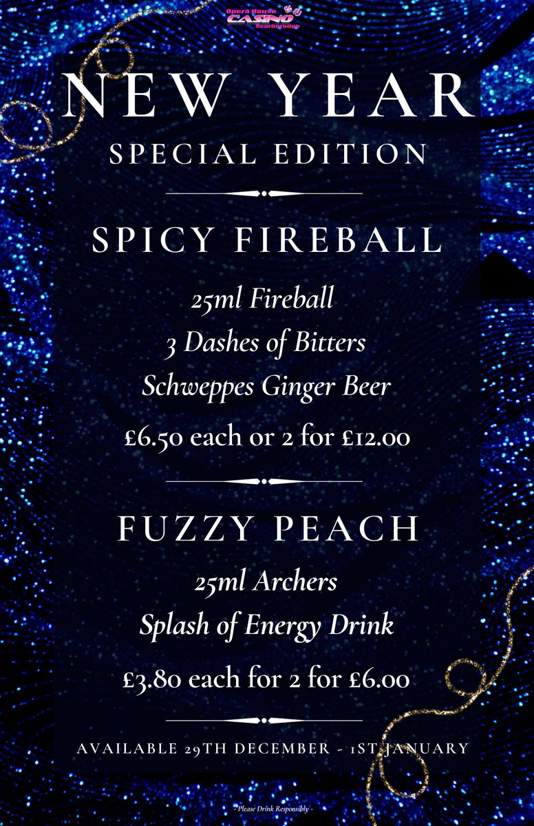 Ring in the New Year with a burst of flavour! Our special edition drinks, Spicy Fireball cocktail &amp; Fuzzy Peach shot are the perfect companions to your New Year's celebration! 
18+ Please drink responsibly 
#NYE #NYEDrinks #Cocktails #casino #scarborough
