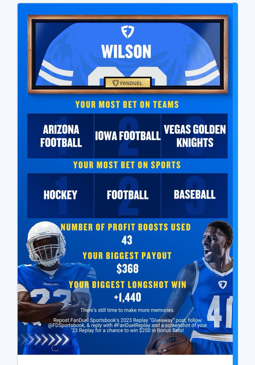 Wilson20Devin's tweet photo. @FDSportsbook #FanDuelReplay https://t.co/TAfFawdE83