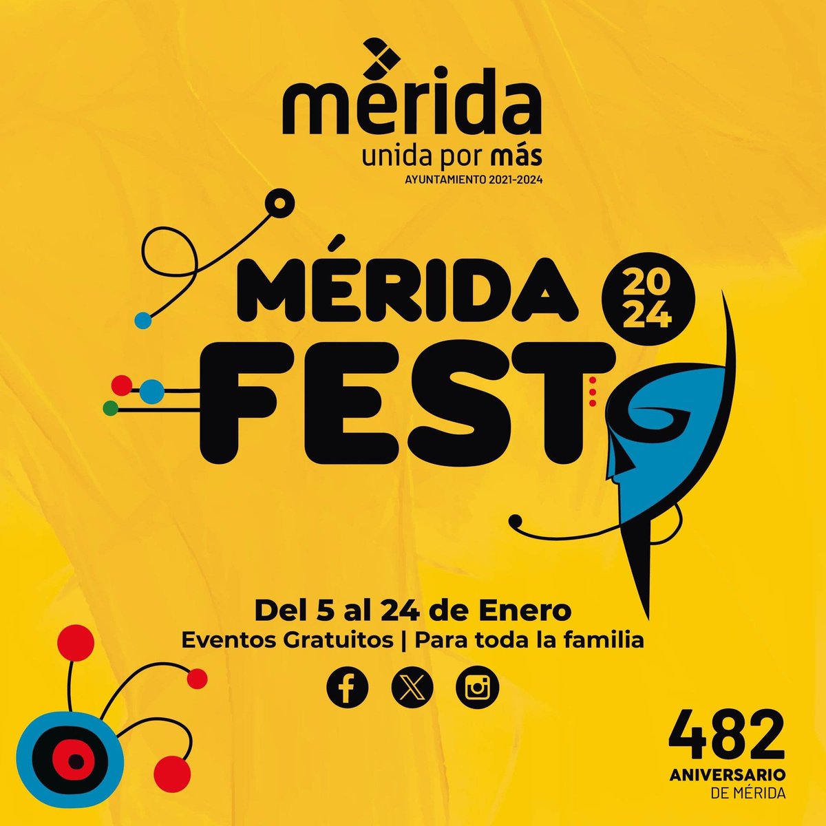 El Mérida Fest 🎊 llega con una cartelera de eventos culturales, del 5 al 24 de enero, para la gran fiesta de la ciudad.

Consulta la programación completa aquí 👉 merida.gob.mx/meridafest/

#VisitMéridaMx #MeridaFest #LaFiestaDeLaCiudad