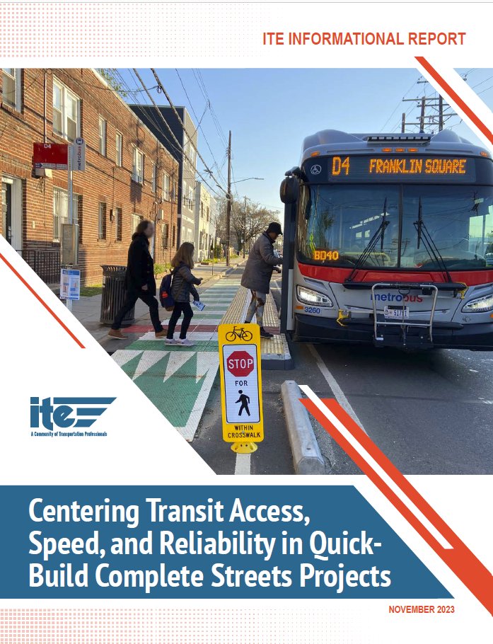 ITE's newest resource focuses on Quick-Build Complete Streets Projects with case studies from King County, WA; Los Angeles County, CA; Oakland, CA; Minneapolis, MN, and Washington, D. Purchase your copy here: bit.ly/3uI1Bmi
