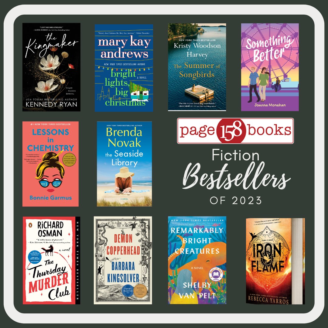 page158books's tweet image. It's been a year of great reads and amazing favorites. 
Which 2023 Page 158 Books Fiction Bestseller did you read and love?