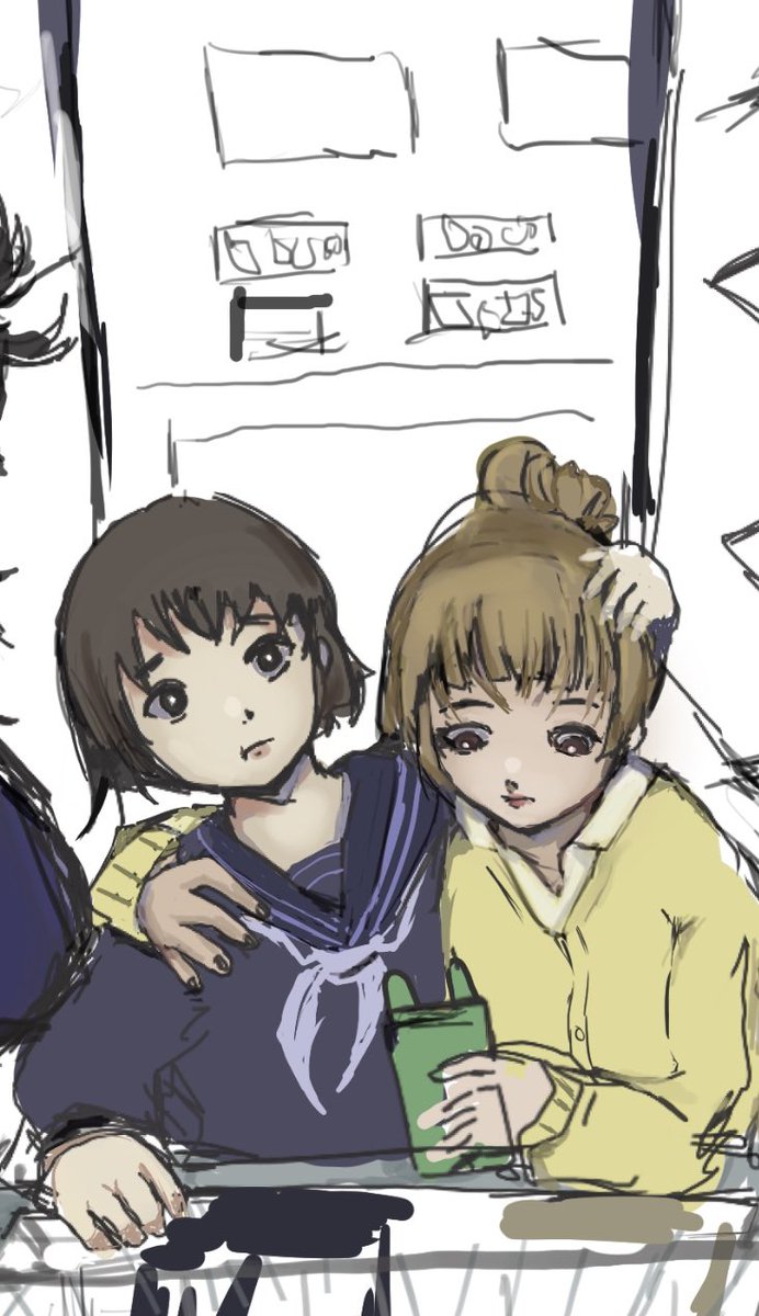 old drawing i found of nanako and mimiko #jjkfanart