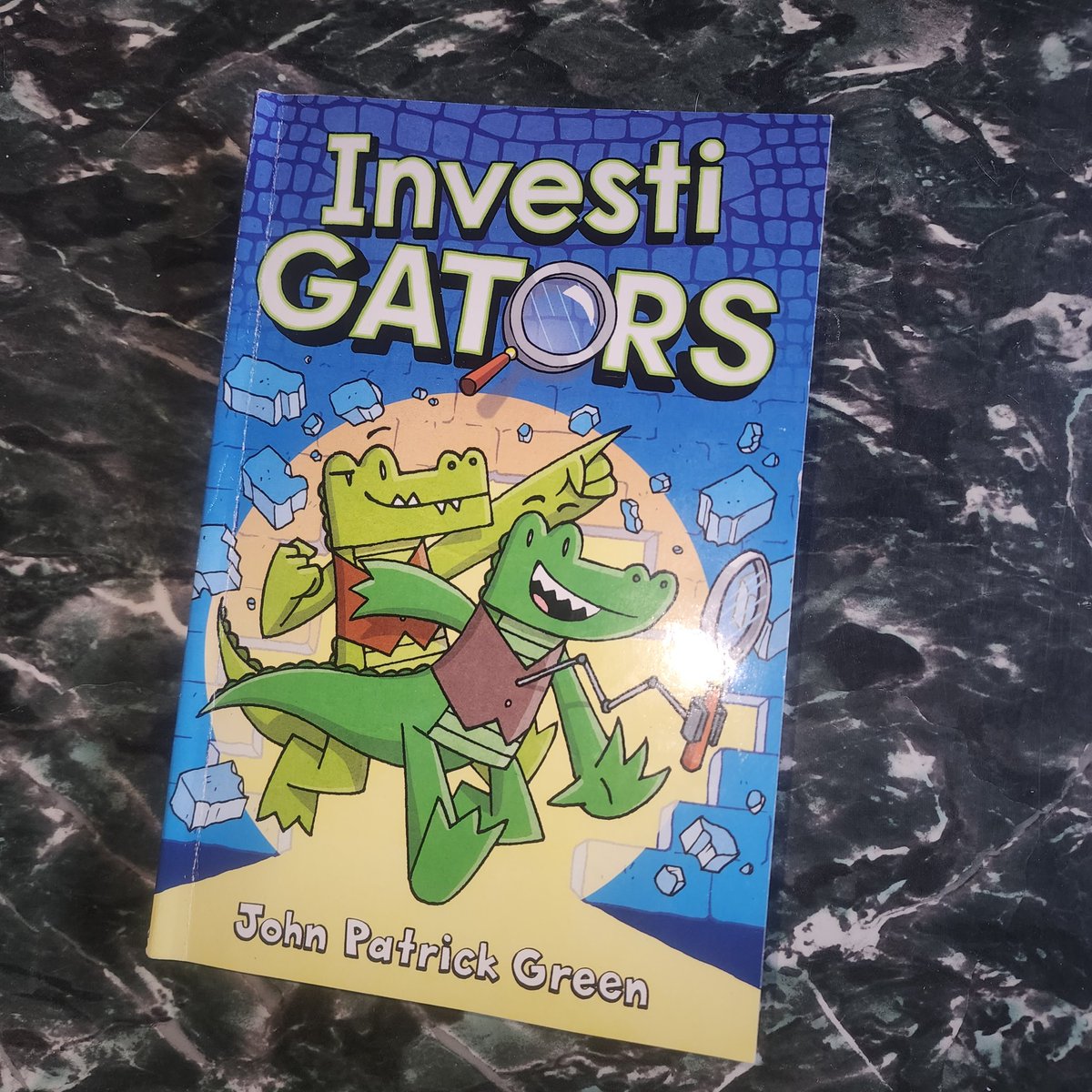 ALibraryQueen's tweet photo. Great fun finally reading #InvestiGATORS by @johngreenart! The jokes are prolific and wonderful! My students will love this series! https://t.co/xnMzZk0LRD