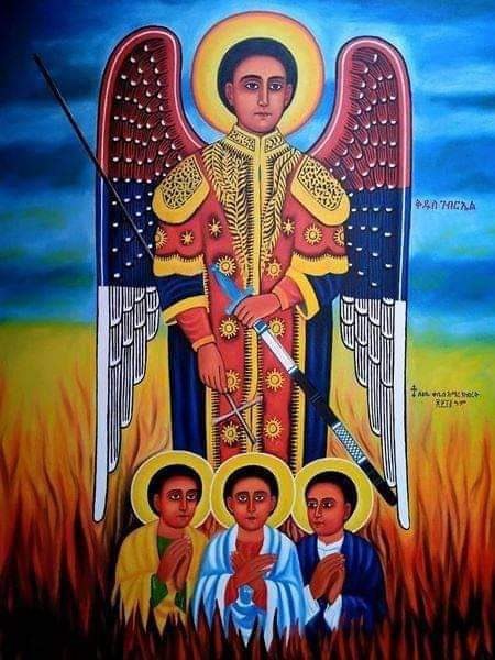አንድ አምላክ በሚሆን በአብበወልድበመንፈስ ቅዱስ ስም ታኅሣሥ ዐሥራ ዘጠኝ በዚች ቀን የመላእክት አለቃ የመልአኩ የቅዱስ ገብርኤል የበዓሉ ነው እርሱም በባቢሎን አገር ከነደደ እሳት ውስጥ በጨመሩአቸው ጊዜ አናንያን አዛርያን ሚሳኤልን ያዳናቸውነው