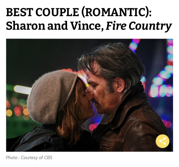 ❤️‍🔥 <a href="/TVLine/">TVLine.com</a>’s 2023 in Review | BEST COUPLE (ROMANTIC): Sharon and Vince, #FireCountry: tvline.com/lists/tv-shows… #BillyBurke #DianeFarr #ShaVince #FireCountryCBS