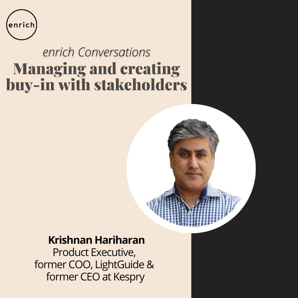 Managing and creating buy-in with stakeholders Join Krishnan Hariharan, Product Executive, former COO at LightGuide & former CEO at Kespry on Jan. 12th at 10am PT ✨ RSVP at lu.ma/c8m4igay to save your seat! ✨ #peerlearning #stakeholders #leadership