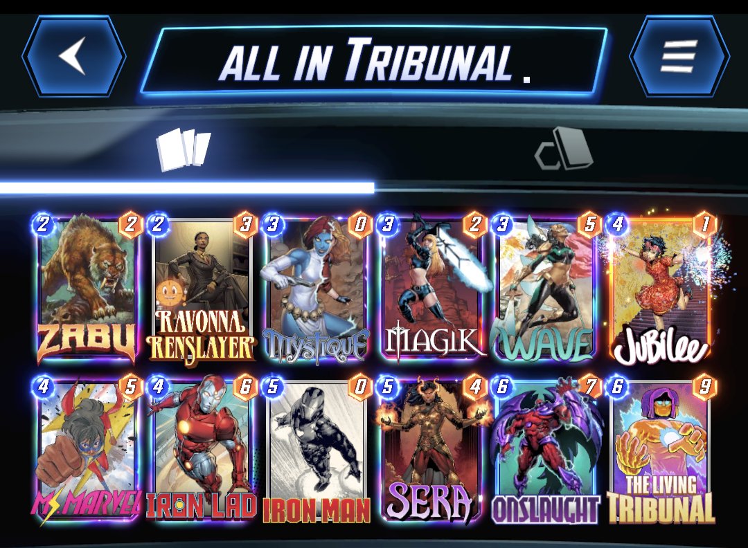 MarvelSnapper's tweet image. All in Tribunal mirrors are WILD. Thanks @KMBestMS for the deck. #MarvelSnap