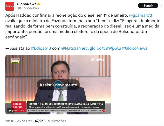 AMdeAlcantara's tweet photo. A que ponto chegou o jornalismo chapa-branca vassalo, dominado pela extrema-esquerda.
A retirada dos impostos ao diesel no governo anterior foi ruim, eleitoreiro, farra com dinheiro público.
Mesmo com alta na arrecadação.
Impressionante o baixo nível para manipular.
. https://t.co/4hPJ1py77r