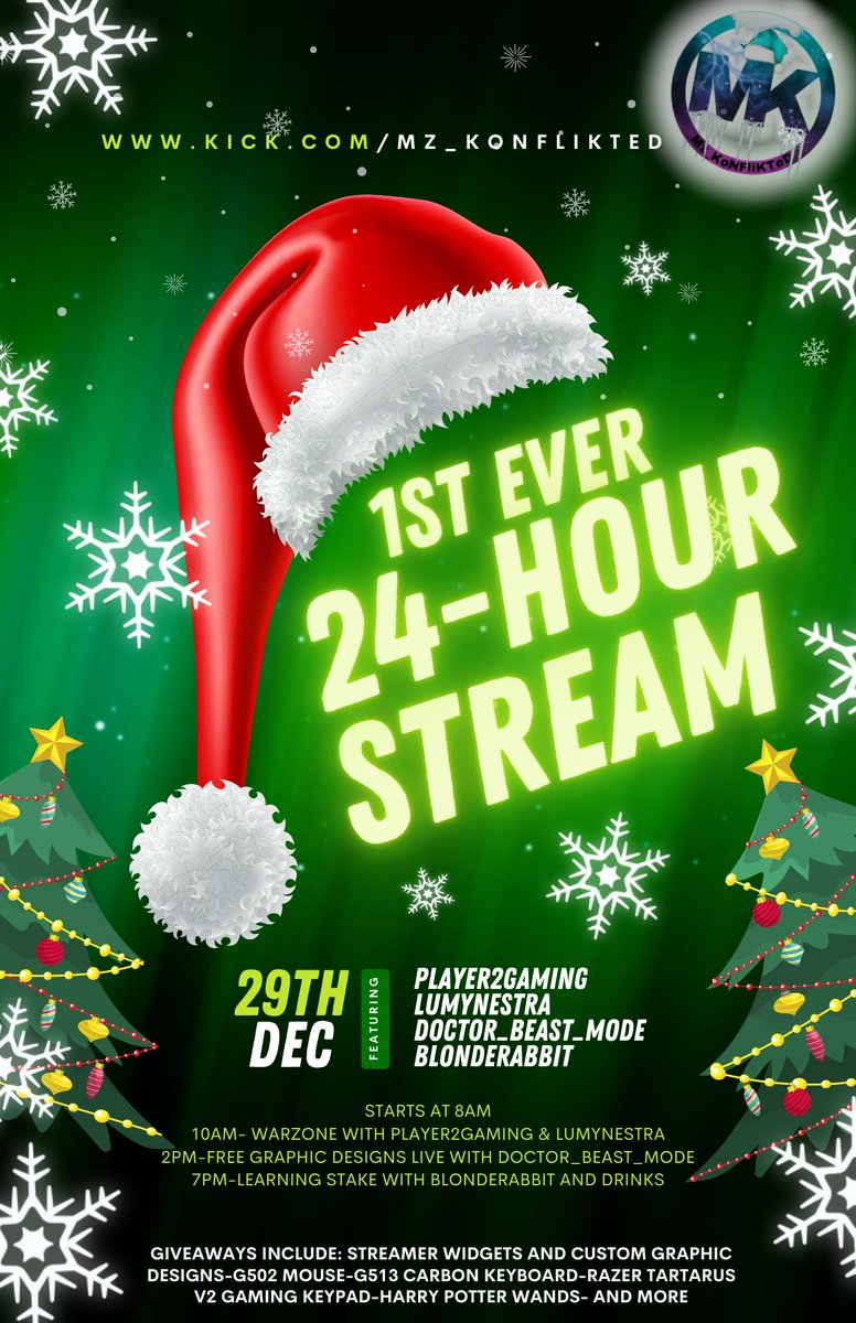 MKonflikted's tweet photo. I am so excited and nervous about my 24 hour stream tomorrow. There is going to be a TON of giveaways! I am sorry to restrict some things, but anything I have to send can only be sent in the US. But cash giveaways can be anyone! 

It starts tomorrow at 8 am! We are gaming with @Player2Gamer and @Lumynestra at 10 am pst. Then at 2pm pst @DoctorBeastMod3 will do free graphics to anyone in chat for 3 hours! To end the Friday, We are going to gamble on @StakeUsa and @Stake with @blonderabbit .. this is my 1st time gambling real money and I am so nervous! During the gambling streams, blonde and I will be drinking! After all these shenanigans, we will vibe out in customs! I will need all the help I could get to stay up!