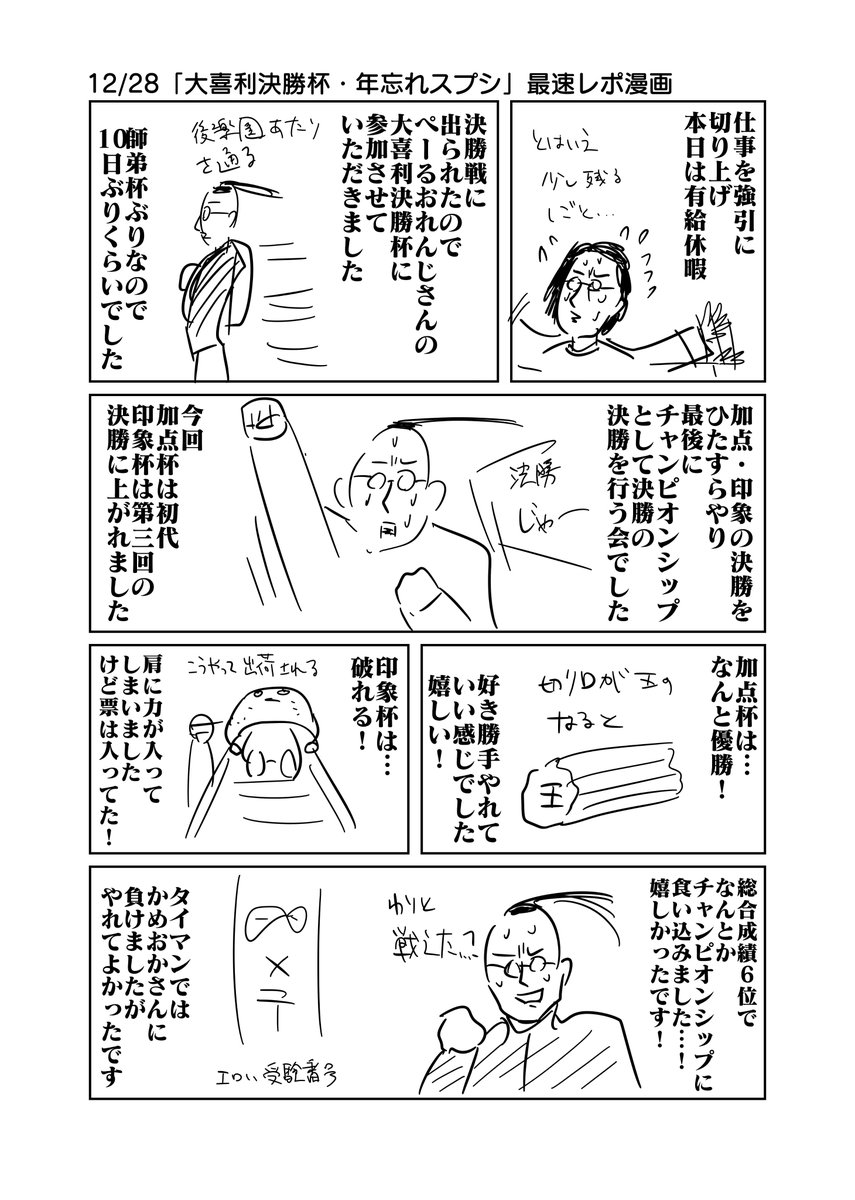12/28「大喜利決勝杯・年忘れスプシ」最速レポ漫画 #大喜利決勝杯