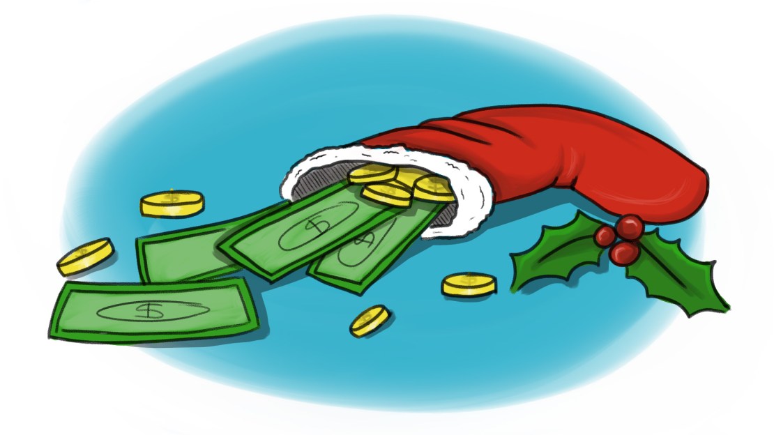 "Aguinaldo" 📖

Ya aparece en el español en el año 1400, como una deformación de la antigua "aguinando" o "aguilando" (aún usada en Andalucía). Proviene  de la expresión latina "hoc in anno", "en este año", que se empleaba como estribillo en canciones populares de fin de año.