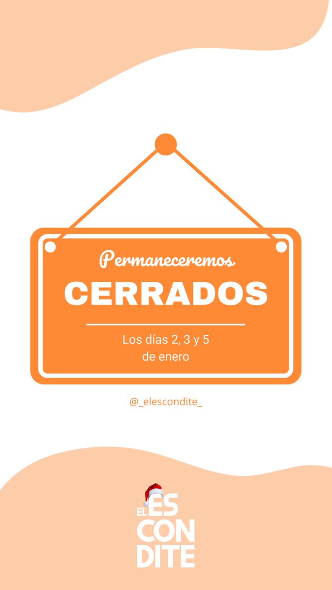 Esconditearena's tweet photo. Permaneceremos cerrados los días 2, 3 y 5 de enero, disculpad las molestias y feliz año 🎈🎆 https://t.co/73N4U5tqr3
