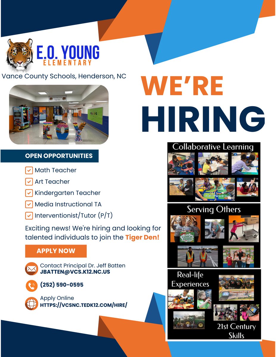 eotigers's tweet image. Looking for a great place to work with students? Look no farther...come join the Tiger Family today! @eotigers #ExperienceVCS