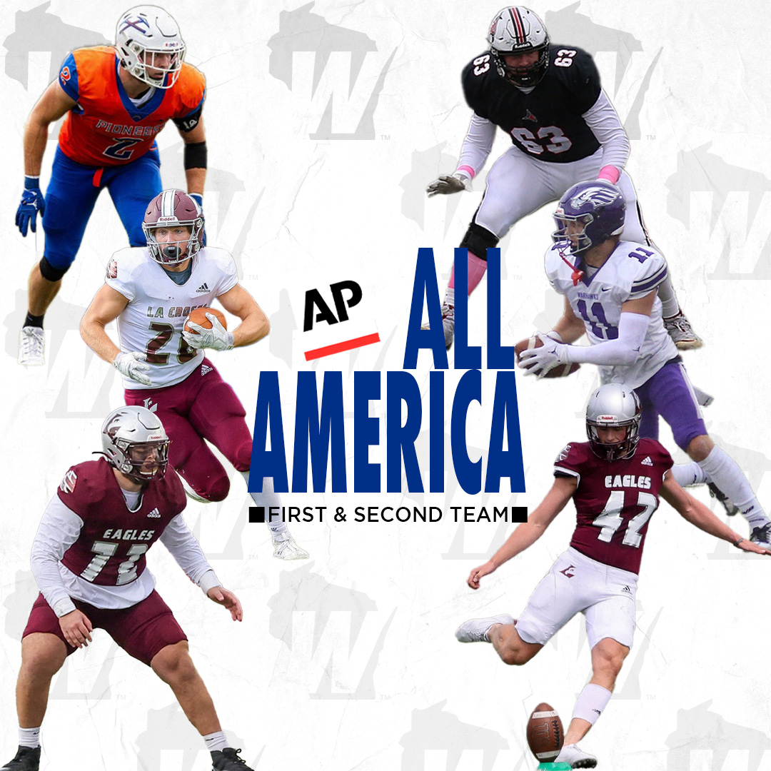 #WIACFB | <a href="/UWLAthletics/">UWL Athletics</a> Mike Bertoia, Michael Stack, and Jack Studer, <a href="/uwp_pioneers/">UW-Platteville Athletics</a> Justin Blazek, <a href="/UWRFFalcons/">UW-River Falls Athletics</a> Alex Klecker, and <a href="/UWWAthletics/">Warhawk Athletics</a> Egon Hein Named to AP All-America Football Team!

#ExcellenceInAction
#d3fb