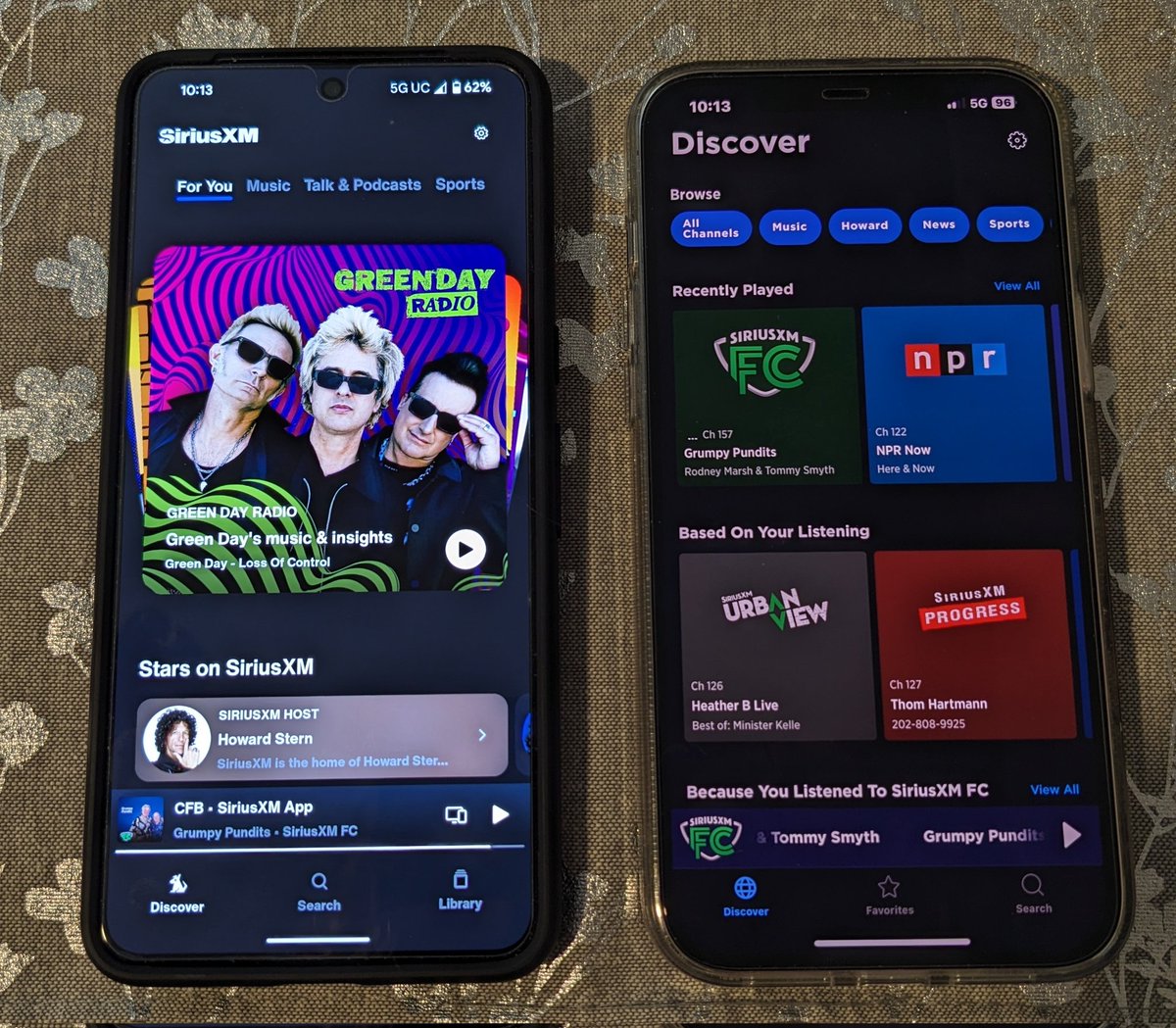grunner01's tweet photo. Here is the current & former @SIRIUSXM app, my iPhone still has the old app before they ruined it. The new design is pathetic, harder to navigate & find a current program. Plus no more restart button either. #SiriusXM #dontupdate #SiriusXMRuinedTheApp @Reddit https://t.co/hERte4QOXN