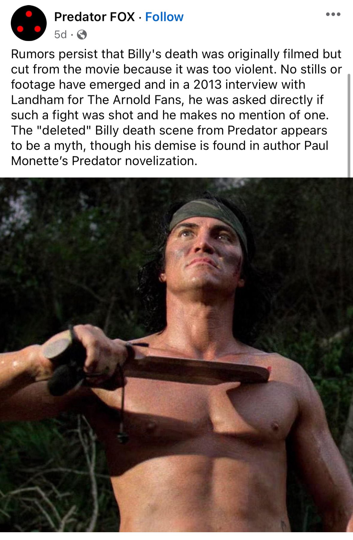 Predator Billy Quotes | Predator Quotes From 1977 – ERLD