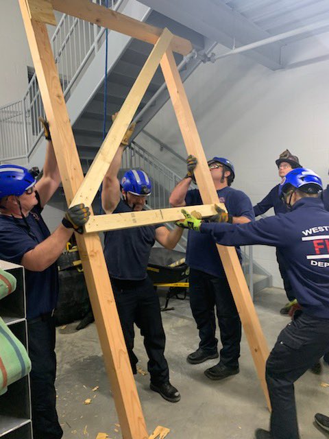 B-shift crew members built a two post vertical shore that will be utilized for technical rescue training at Station 81 headquarters.