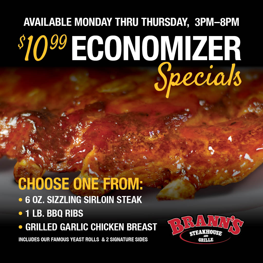 branns_steak's tweet photo. Our Economizer specials is a tasty way to elevate your week! Available Monday through Thursday for just $10.99. 🍽️
#EatAtBranns #Lunch #Dinner #Food #Steak #Chicken #Foodie #MichigansOriginalSizzle #Sizzle https://t.co/6JJ5yHzc4s
