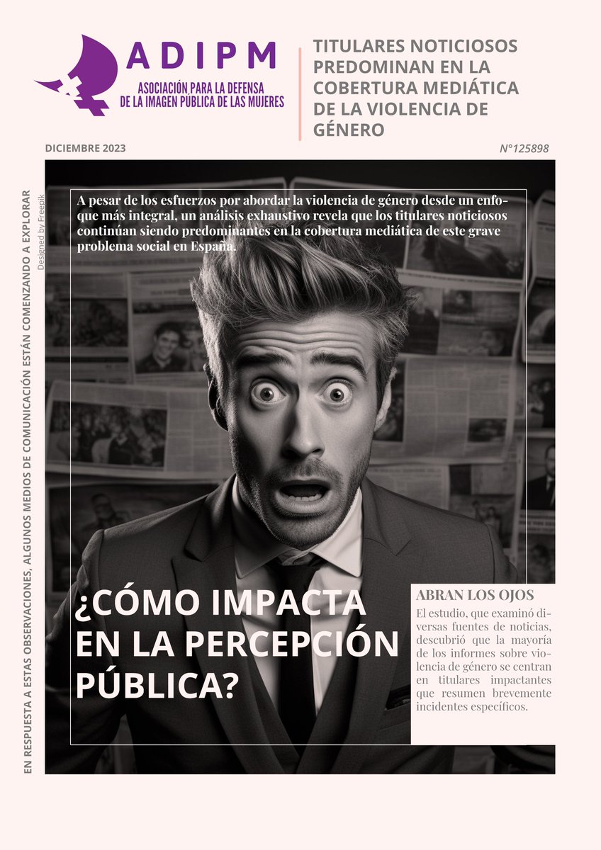 ‼️¡Hola! Compartimos con vosotros/as la edición de tarde de nuestra portada del periódico de ADIPM, recogen algunas reflexiones y datos del estudio que hemos concluido, ¿qué opinas?
#mediosdecomunicación #violenciadegenero #españa #comunicacionfeminista