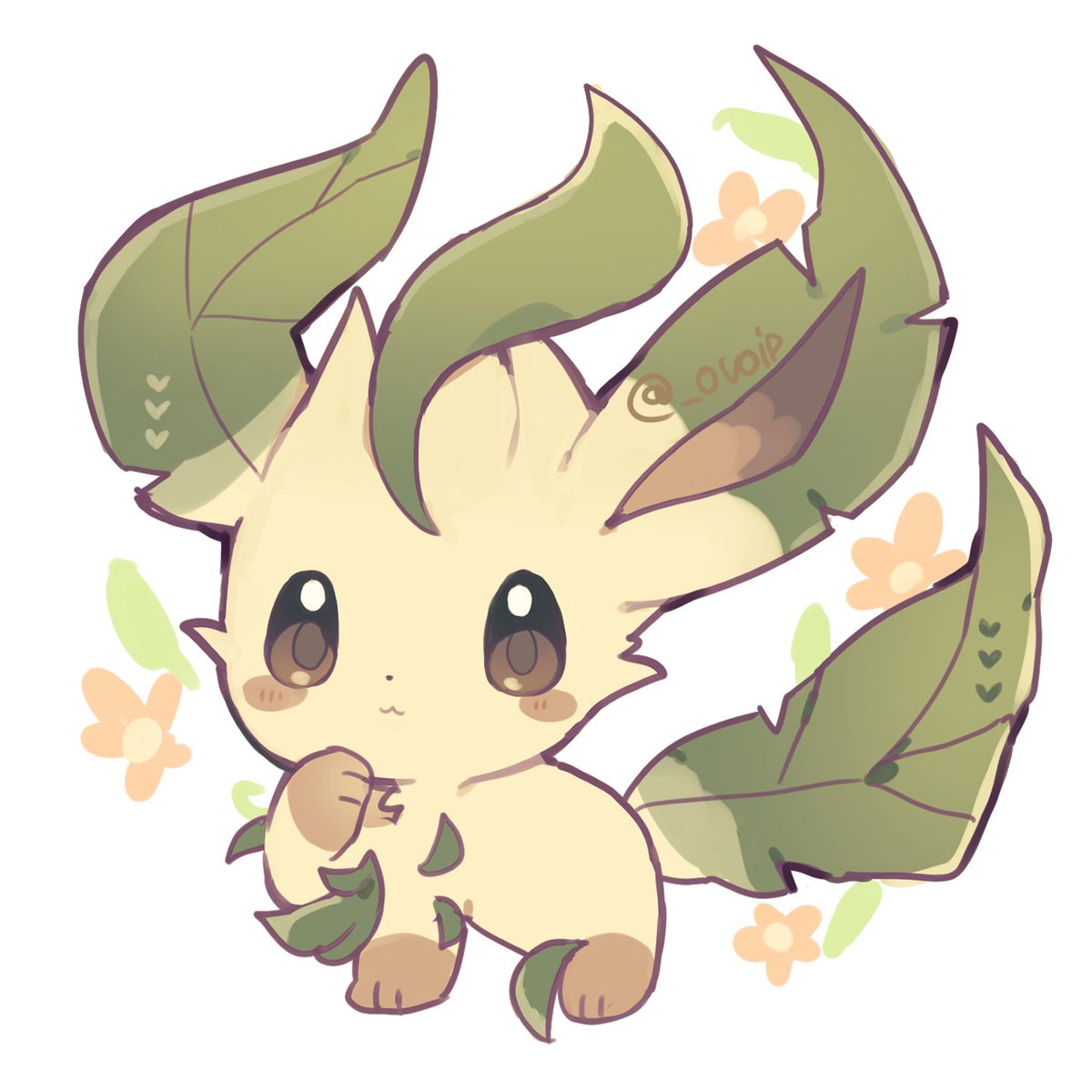 leafeon no humans pokemon (creature) solo brown eyes closed mouth full body white background  illustration images