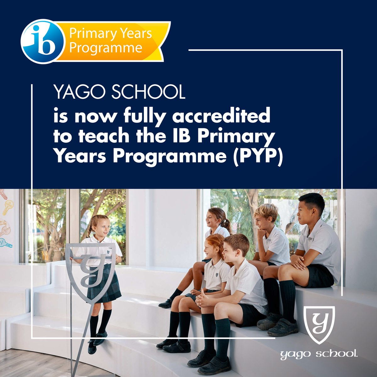 Noticias emocionantes en Yago School 🎯 Estamos completamente acreditados para enseñar el IB Primary Years Programme (#PYP). Próxima parada: acreditación MYP el próximo año.

¡Gracias por la confianza y por trabajar siempre juntos con nosotros!