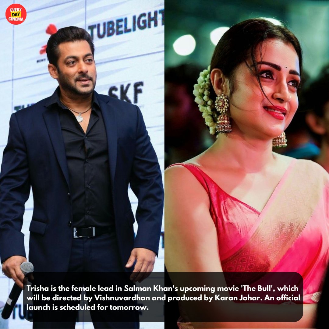 #SalmanKhan𓃵 and #Trisha Movie #TheBull  Launch happen Tomorrow !!!

#SalmanKhan𓃵 #Trisha #Vishnuvardhan #KaranJohar #TheBull #TrishaKrishnan #SalmanBhai #Sallubhai